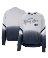 Women's Colosseum Gray Penn State Nittany Lions Cue Cards Dip-Dye Raglan Pullover Sweatshirt