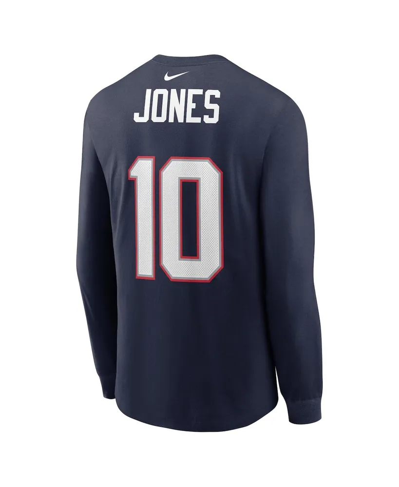 Men's Nike Mac Jones Navy New England Patriots Player Name and Number Long Sleeve T-shirt