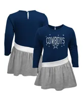 Girls Infant Navy, Heather Gray Dallas Cowboys Heart to Heart Jersey Tri-Blend Dress