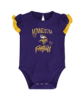 Newborn and Infant Boys and Girls Purple, Gold Minnesota Vikings Too Much Love Two-Piece Bodysuit Set