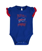 Newborn and Infant Boys Girls Royal, Red Buffalo Bills Too Much Love Two-Piece Bodysuit Set