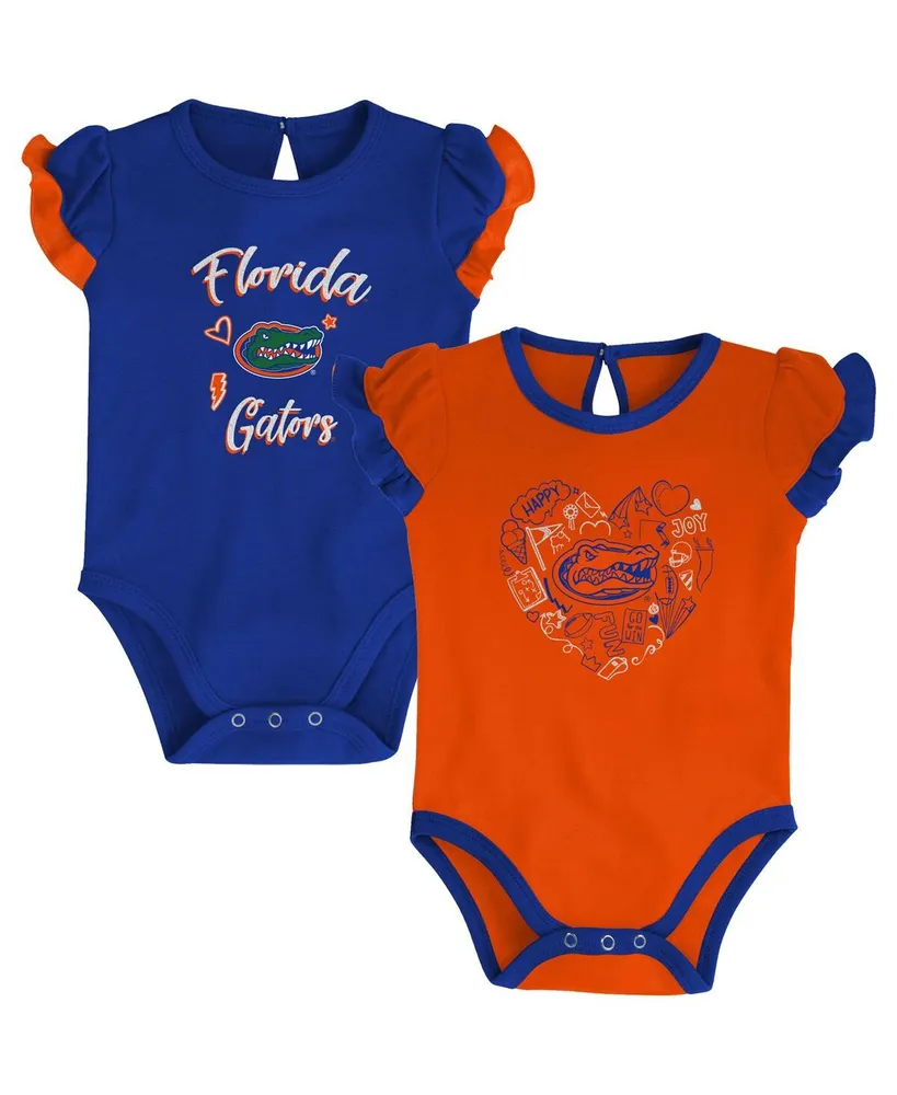 Outerstuff Girls Newborn and Infant Royal, Orange Florida Gators Too Much  Love Two-Piece Bodysuit Set