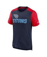 Men's Nike Heathered Navy, Red Tennessee Titans Color Block Team Name T-shirt