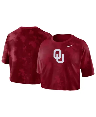 Women's Nike Crimson Oklahoma Sooners Tie-Dye Cropped T-shirt
