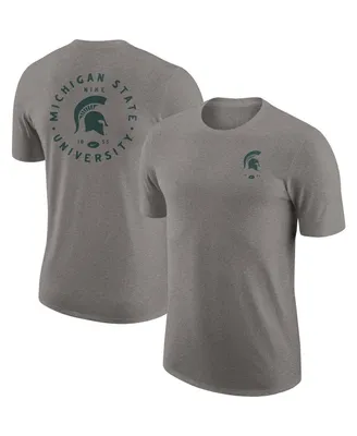 Men's Nike Heather Gray Michigan State Spartans Logo 2-Hit Tri-Blend T-shirt