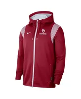 Men's Nike Crimson Oklahoma Sooners 2022 Sideline Lockup Performance Full-Zip Hoodie Jacket