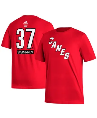 Men's adidas Andrei Svechnikov Red Carolina Hurricanes Reverse Retro 2.0 Name and Number T-shirt
