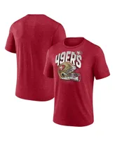 Men's Fanatics Heathered Scarlet San Francisco 49ers End Around Tri-Blend T-shirt