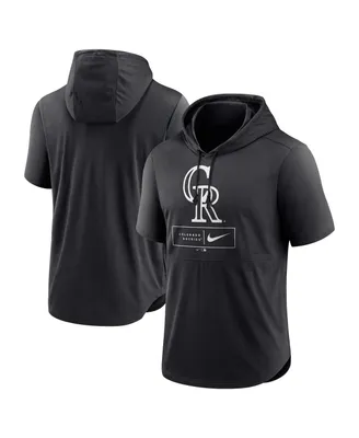 Men's Nike Black Colorado Rockies Logo Lockup Performance Short-Sleeved Pullover Hoodie