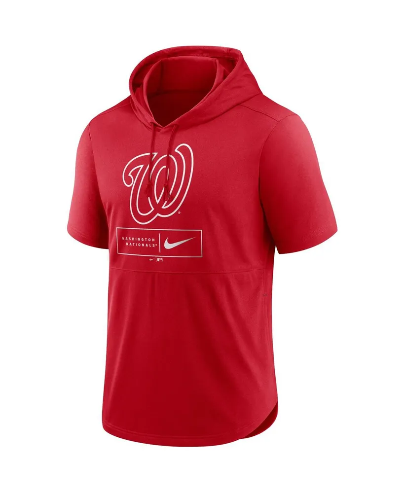 Men's Nike Red Washington Nationals Logo Lockup Performance Short-Sleeved Pullover Hoodie