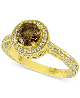 Le Vian Chocolate Diamond (1-1/20 ct. t.w.) & Vanilla Diamond (7/8 ct. t.w.) Halo Ring in 18k Gold