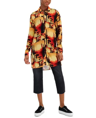 Hugo Women's Print-Blocked Button-Down Relaxed Tunic