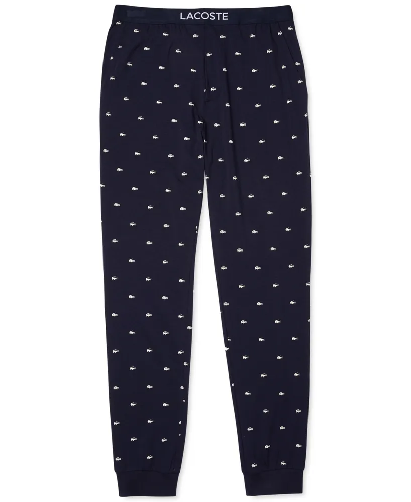 Lacoste Men's Stretch Croc Logo-Print Pajama Joggers