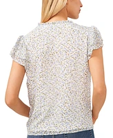 CeCe Women's Flutter Sleeve Bella Ditsy Yoryu Blouse