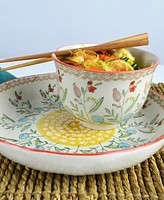 Euro Ceramica Ella Ramen Bowl and Dinner Bowl Set in Red