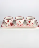 Euro Ceramica Winterfest 4 Piece Holiday Entertainment Serving Set