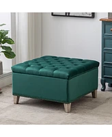 WestinTrends Square Velvet Tufted Storage Ottoman for Living Room Bedroom