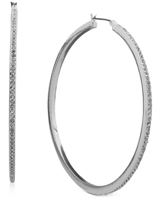 Dkny Crystal Pave Large Hoop Earrings, 2.3"