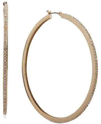 Dkny Crystal Pave Large Hoop Earrings, 2.3"