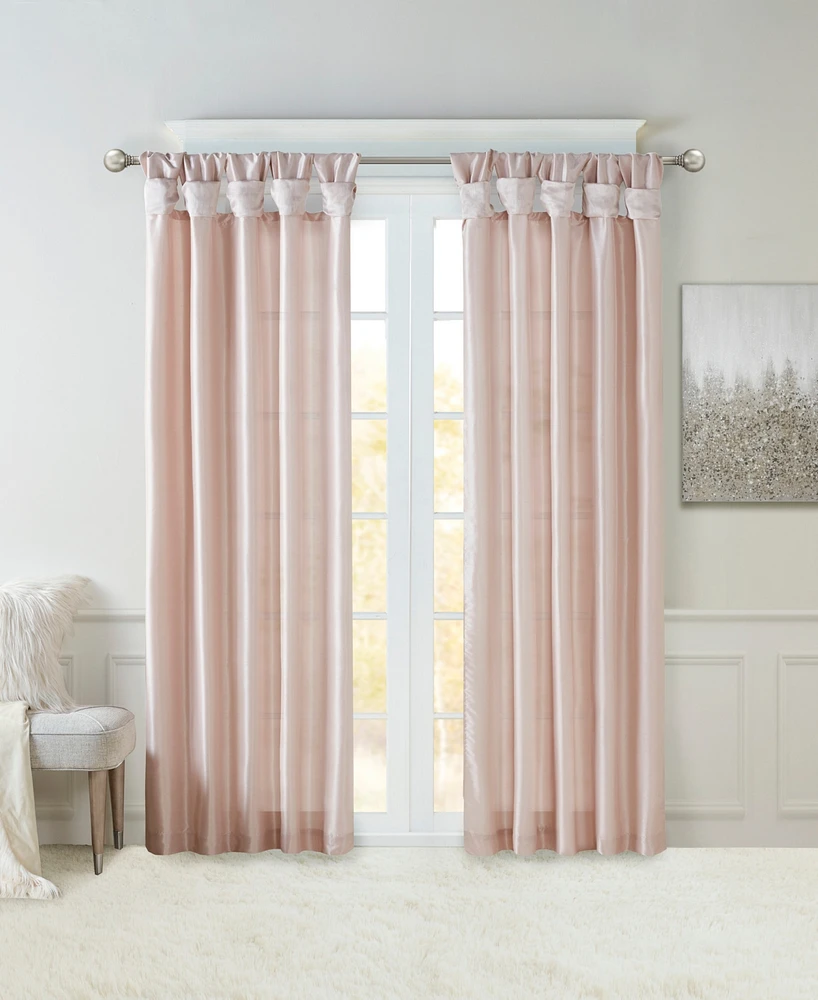 Madison Park Emilia Twist Tab Lined Window Curtain Panel, Single Curtain with Privacy Lining for Bedroom and Living Room