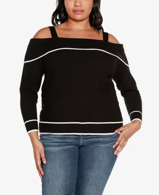 Belldini Black Label Plus Off-The-Shoulder Sweater