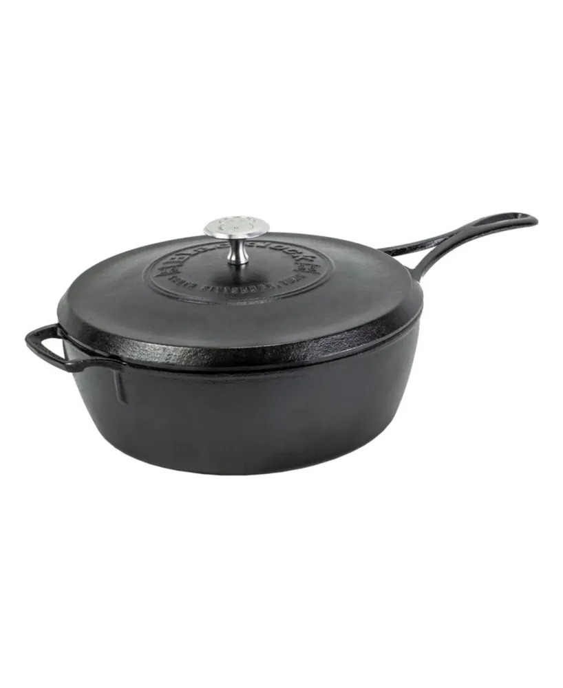 Lodge Cast Iron Blacklock Triple Seasoned 4 Quart Deep Skillet with Lid Cookware