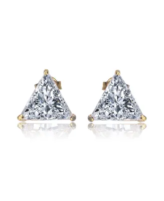 Genevive Sterling Silver Cubic Zirconia Triangle Earrings