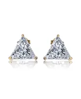 Genevive Sterling Silver Cubic Zirconia Triangle Earrings