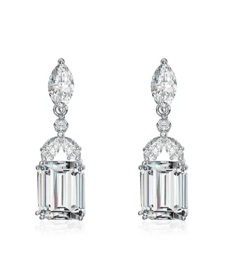 Genevive Sterling Silver White Gold Plated Cubic Zirconia Lantern Earrings