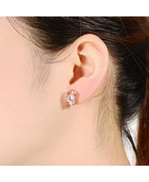 Genevive Sterling Silver Cubic Zirconia Shield Earrings