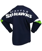 Women's Fanatics College Navy Seattle Seahawks Spirit Jersey Lace-Up V-Neck Long Sleeve T-shirt