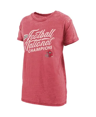 Women's Pressbox Red Georgia Bulldogs College Football Playoff 2022 National Champions Relaxed Fit Melange T-shirt