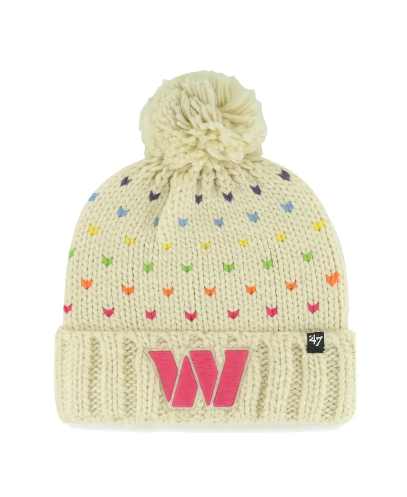 Big Girls '47 Brand Cream Washington Commanders Sprinkles Cuffed Knit Hat with Pom