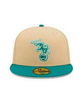 Men's New Era Natural, Teal Oakland Athletics Mango Forest 59Fifty Fitted Hat