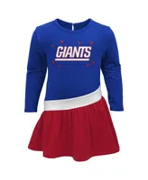 Girls Infant Royal, Red New York Giants Heart to Heart Jersey Tri-Blend Dress