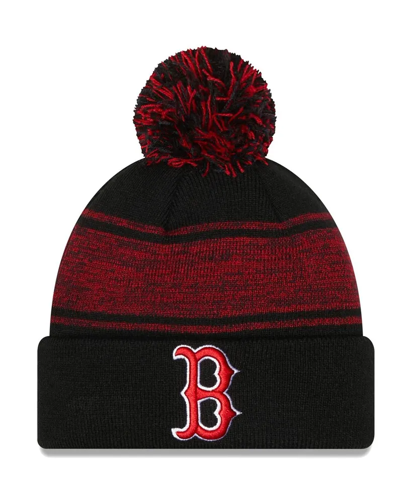 Men's New Era Black Boston Red Sox Chilled Cuffed Knit Hat with Pom