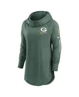 Women's Nike Heathered Green Bay Packers Minimal Statement Raglan Funnel Neck Pullover Hoodie