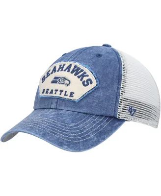 Men's '47 Brand College Navy, White Seattle Seahawks Denali Trucker Clean Up Snapback Hat