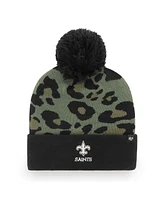 Women's '47 Brand Green, Black New Orleans Saints Bagheera Cuffed Knit Hat With Pom