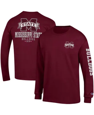 Men's Champion Maroon Mississippi State Bulldogs Team Stack Long Sleeve T-shirt