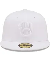 Men's New Era Milwaukee Brewers White on 59FIFTY Fitted Hat