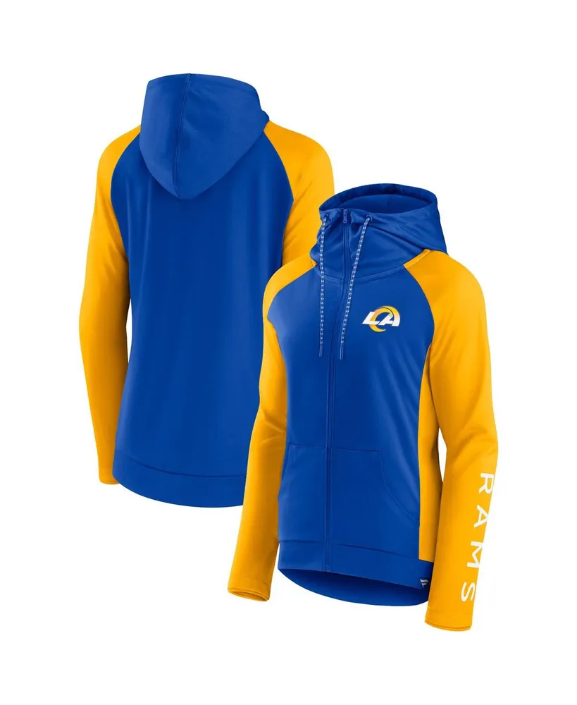 Women's Fanatics Royal, Gold Los Angeles Rams End Around Raglan Full-Zip Hoodie