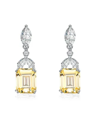 Genevive Sterling Silver White Gold Plated Cubic Zirconia Lantern Earrings