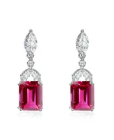 Genevive Sterling Silver White Gold Plated Cubic Zirconia Lantern Earrings