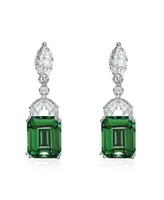 Genevive Sterling Silver White Gold Plated Cubic Zirconia Lantern Earrings