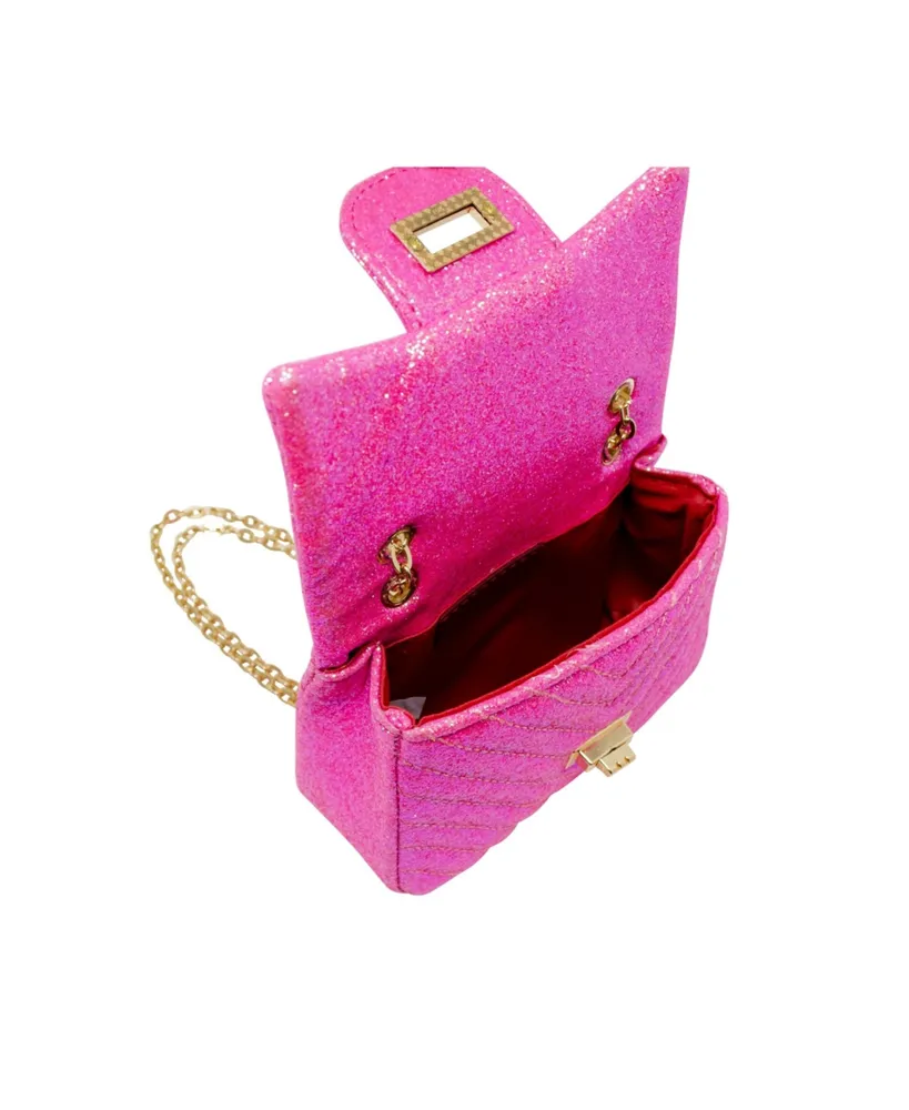Hot Pink Classic Glitter Wave Handbag for Girls