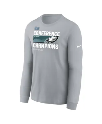 Men's Nike Gray Philadelphia Eagles 2022 Nfc Champions Trophy Collection Long Sleeve T-shirt