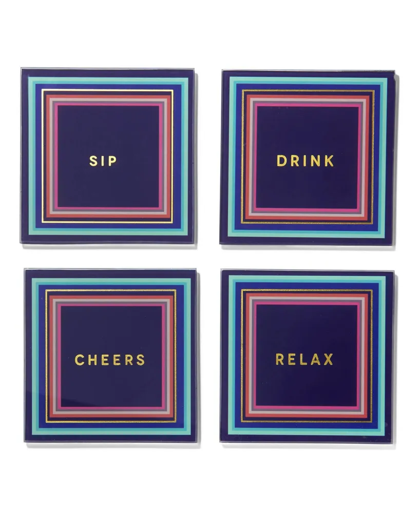 Trina Turk 4" D Cheers to You Glass Coaster Set