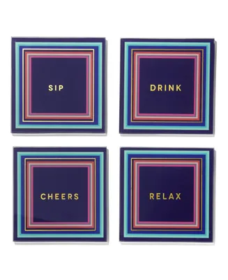 Trina Turk 4" D Cheers to You Glass Coaster Set