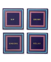 Trina Turk 4" D Cheers to You Glass Coaster Set